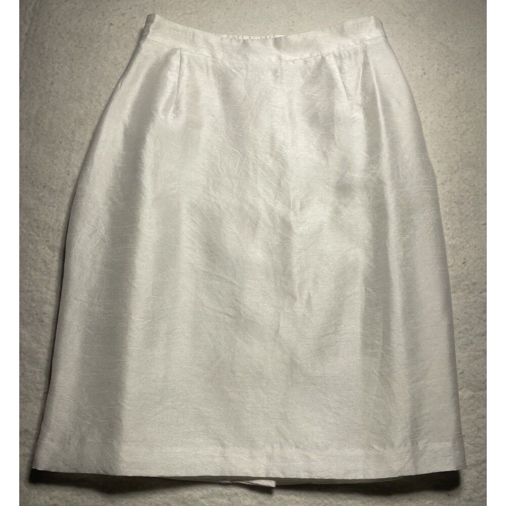 Ashley Stewart Shimery White Side Zip Pencil Skirt Women’s Size 14 Back Split